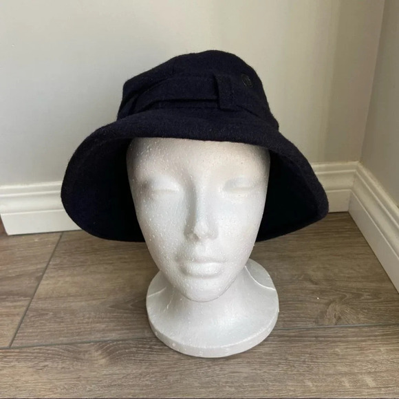 Navy Blue  Wool Blend Buckle Hat - Picture 2 of 15